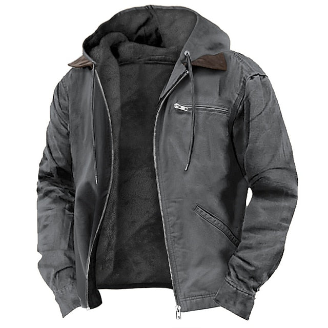Men’s Hooded Winter Jacket with Fleece Lining