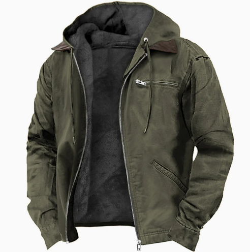 Men’s Hooded Winter Jacket with Fleece Lining