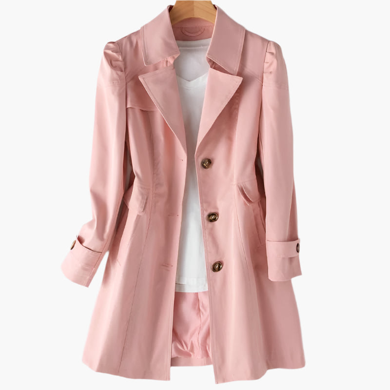 Women’s Tailored Longline Trench Coat with Structured Silhouette