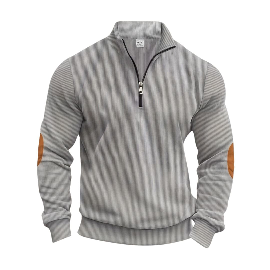 Men's Half-Zip Sweater Contrast with Elbow Patches