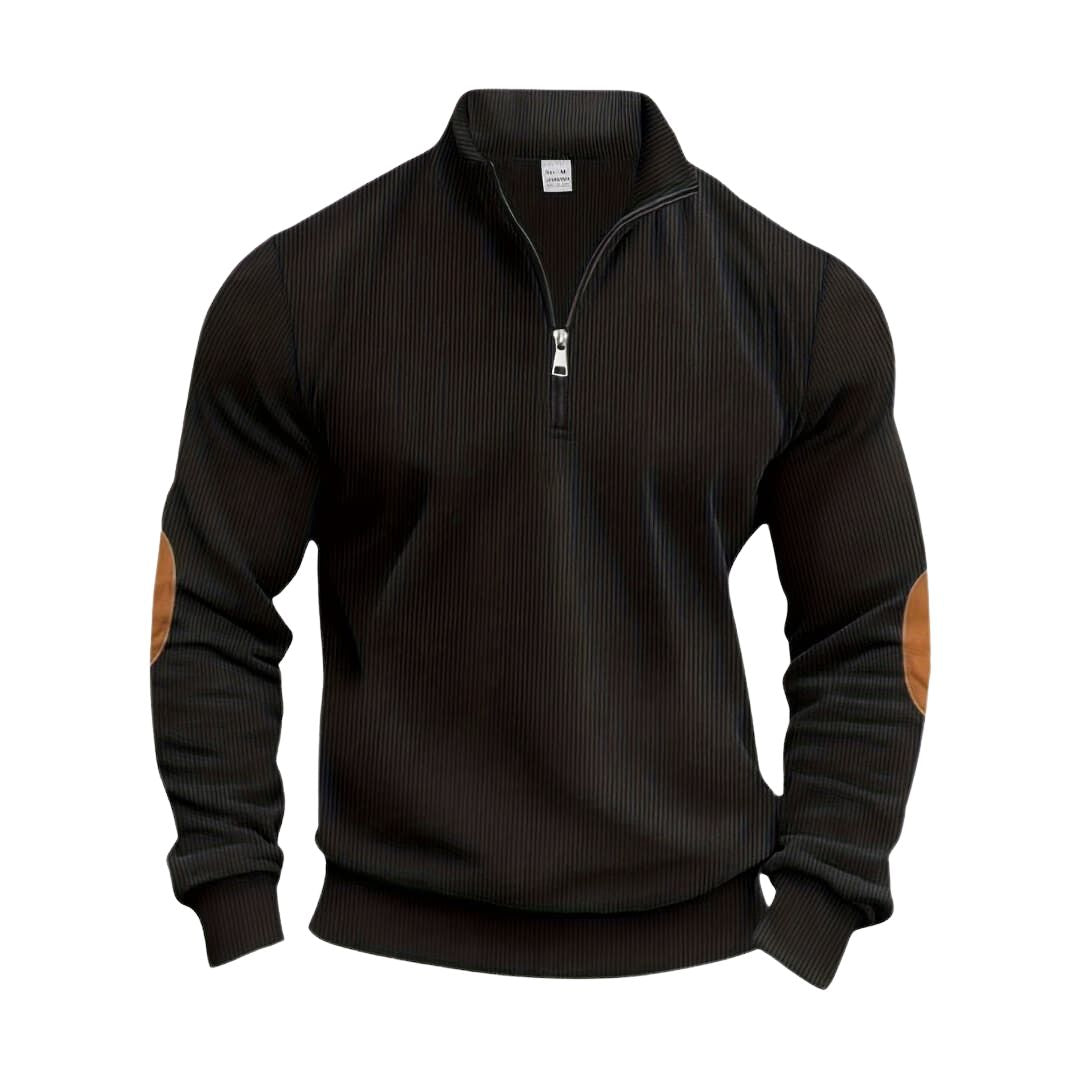 Men's Half-Zip Sweater Contrast with Elbow Patches