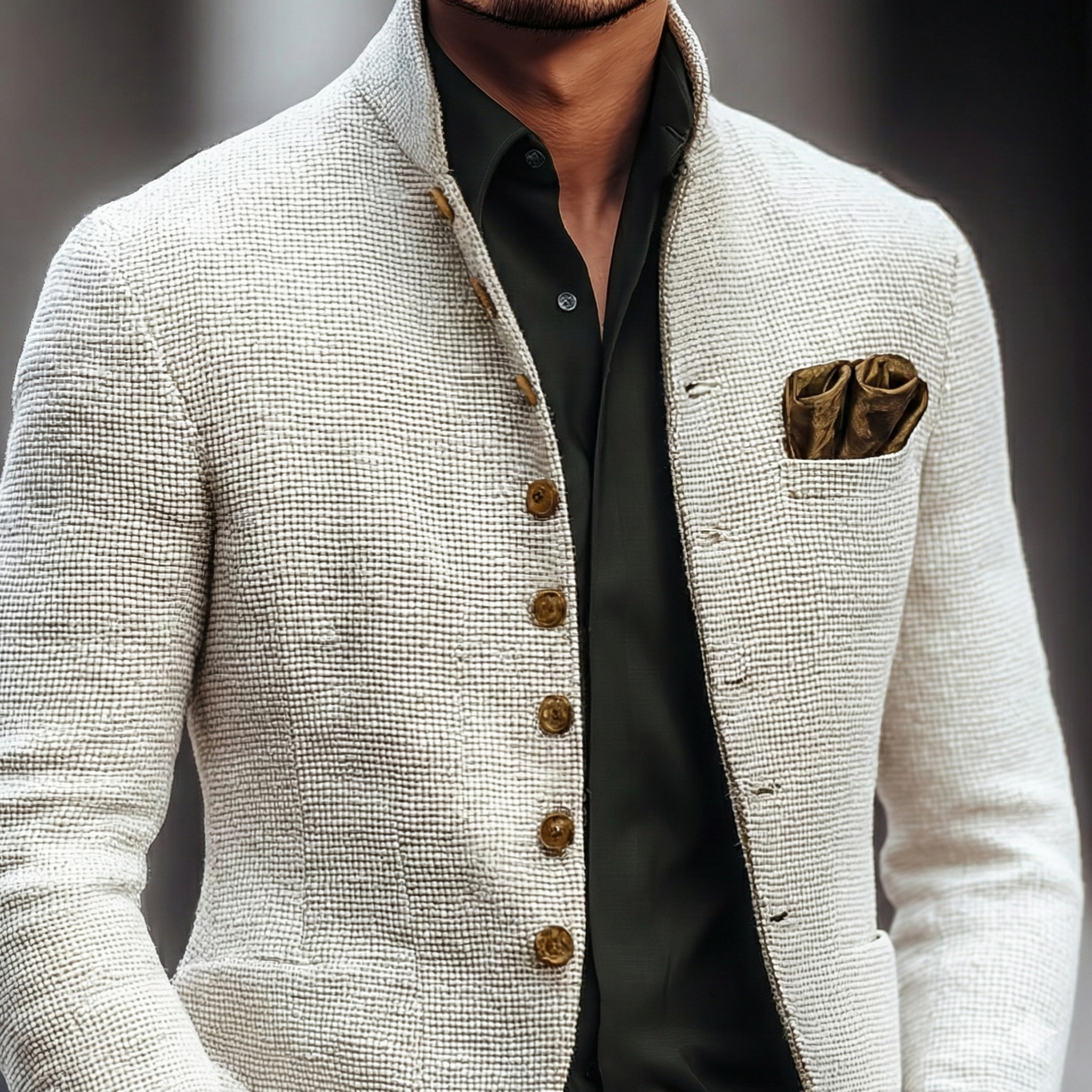 Men's Single Breasted Cardigan with Stand Collar