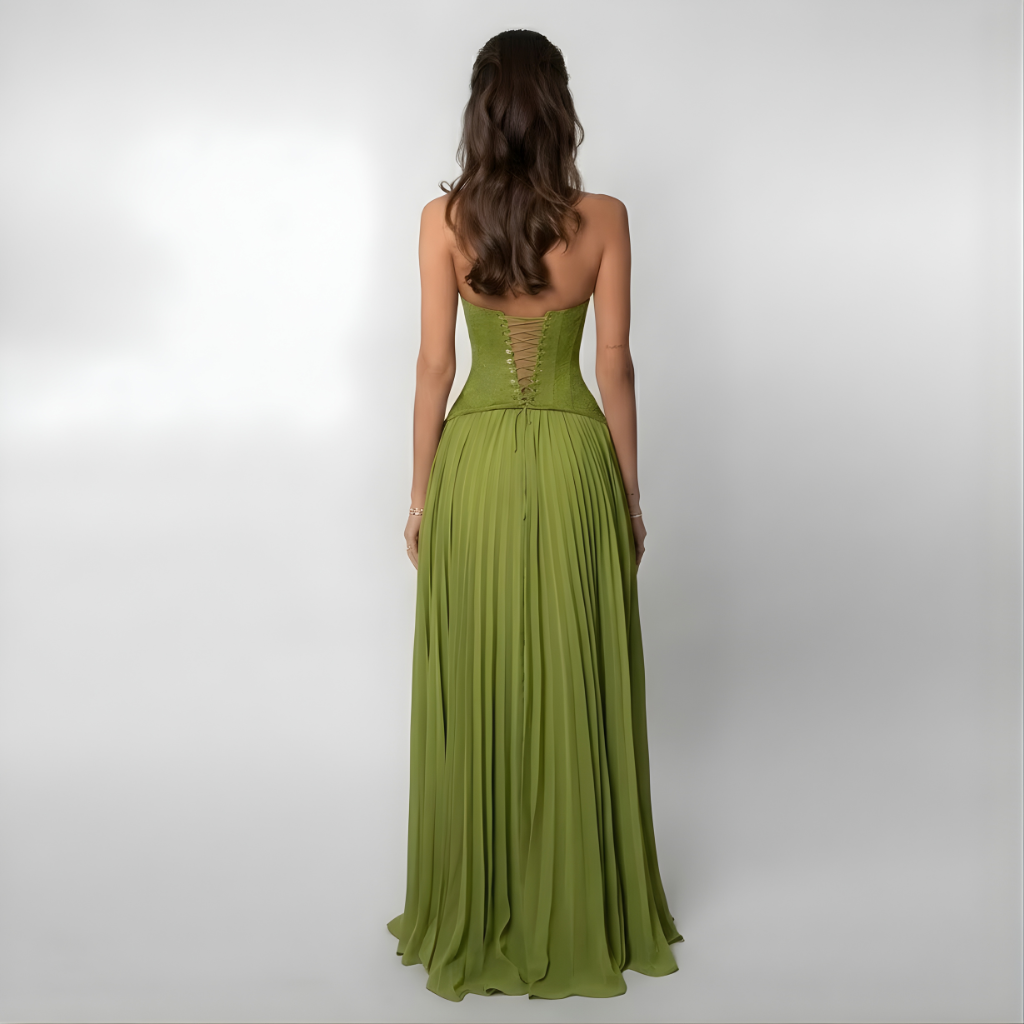 Women’s Elegant Flowy Pleated Halter Maxi Dress