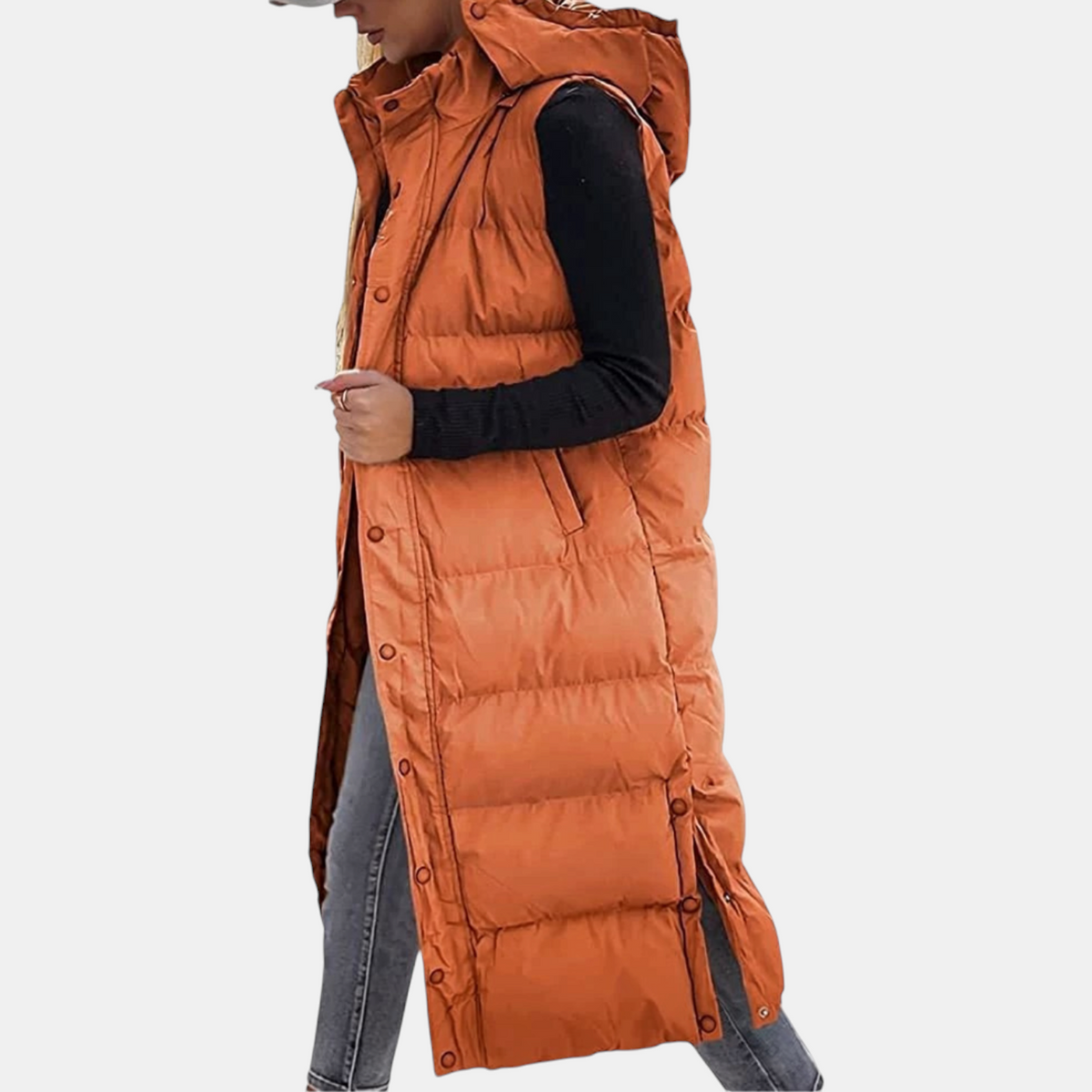 Women's Maxi Quilted Vest with Hood