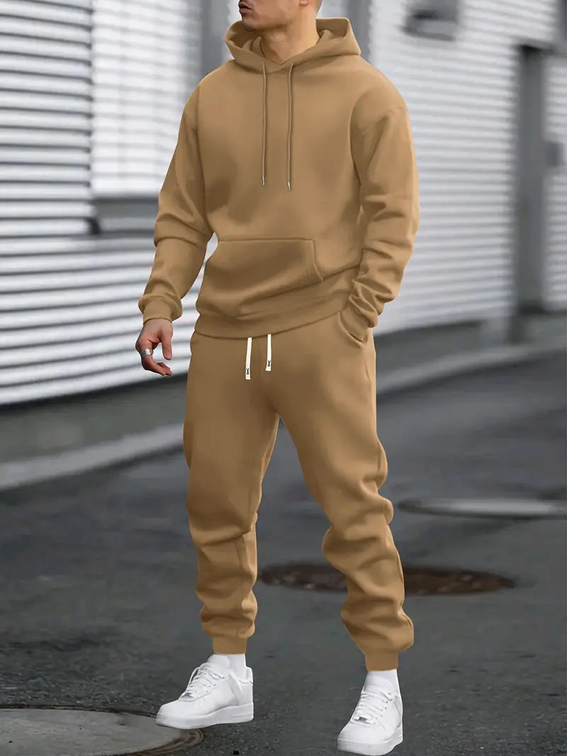 Men's Breathable Solid Tracksuit Set
