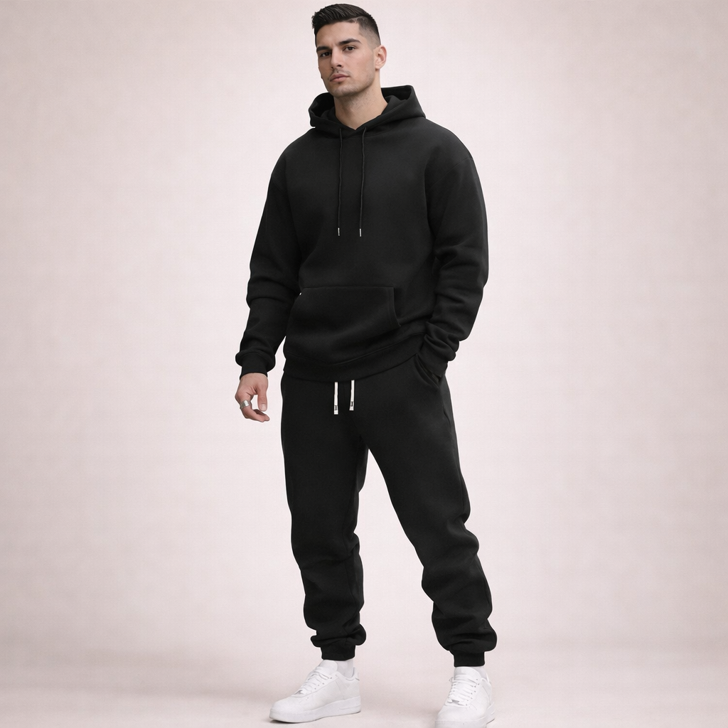 Men's Breathable Solid Tracksuit Set