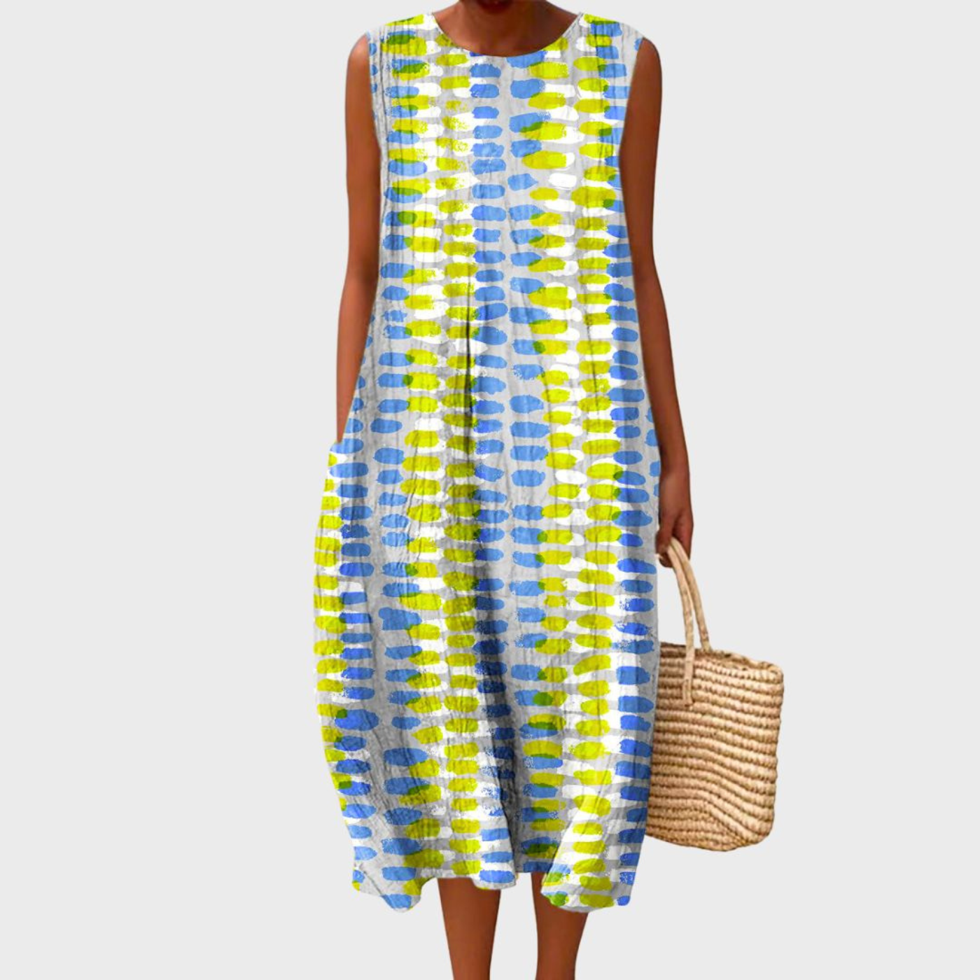 Casual Sleeveless Relaxed Midi Dress with Comfortable Fit