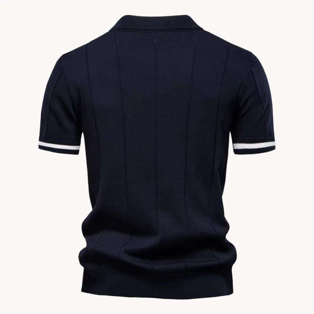 Men's Ribbed Zip Neck Polo Shirt