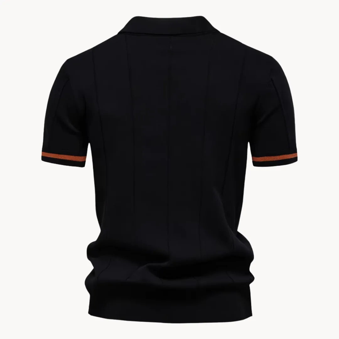 Men's Ribbed Zip Neck Polo Shirt