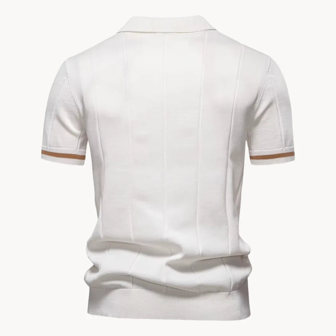 Men's Ribbed Zip Neck Polo Shirt