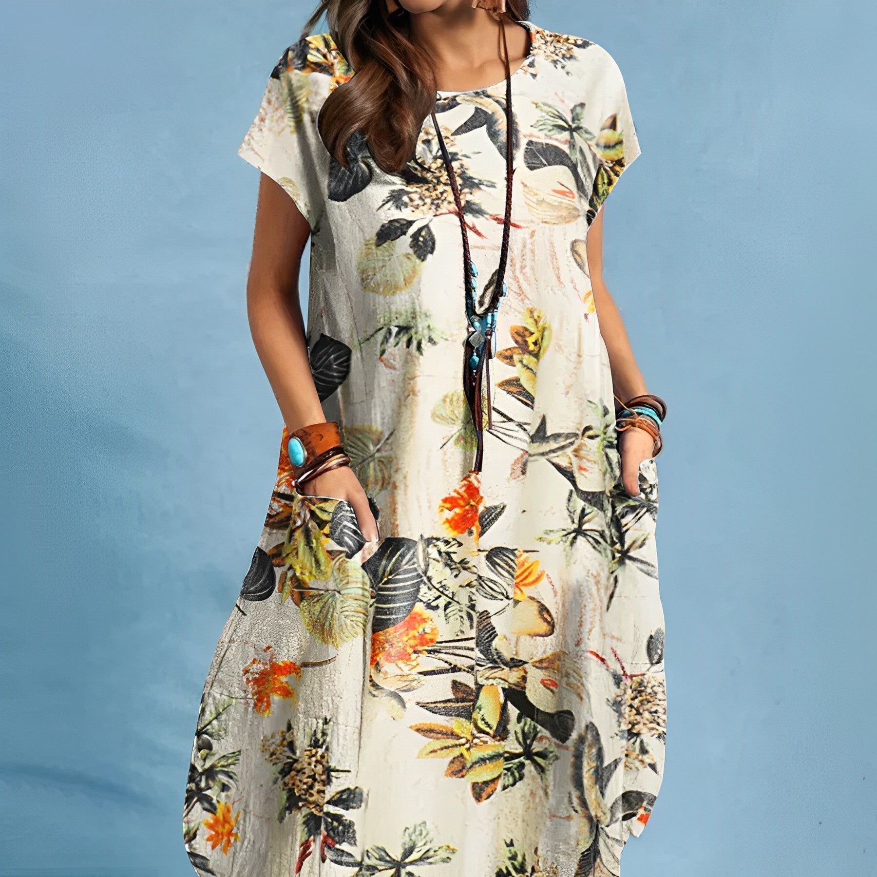 Women's Floral Pocket Midi Dress