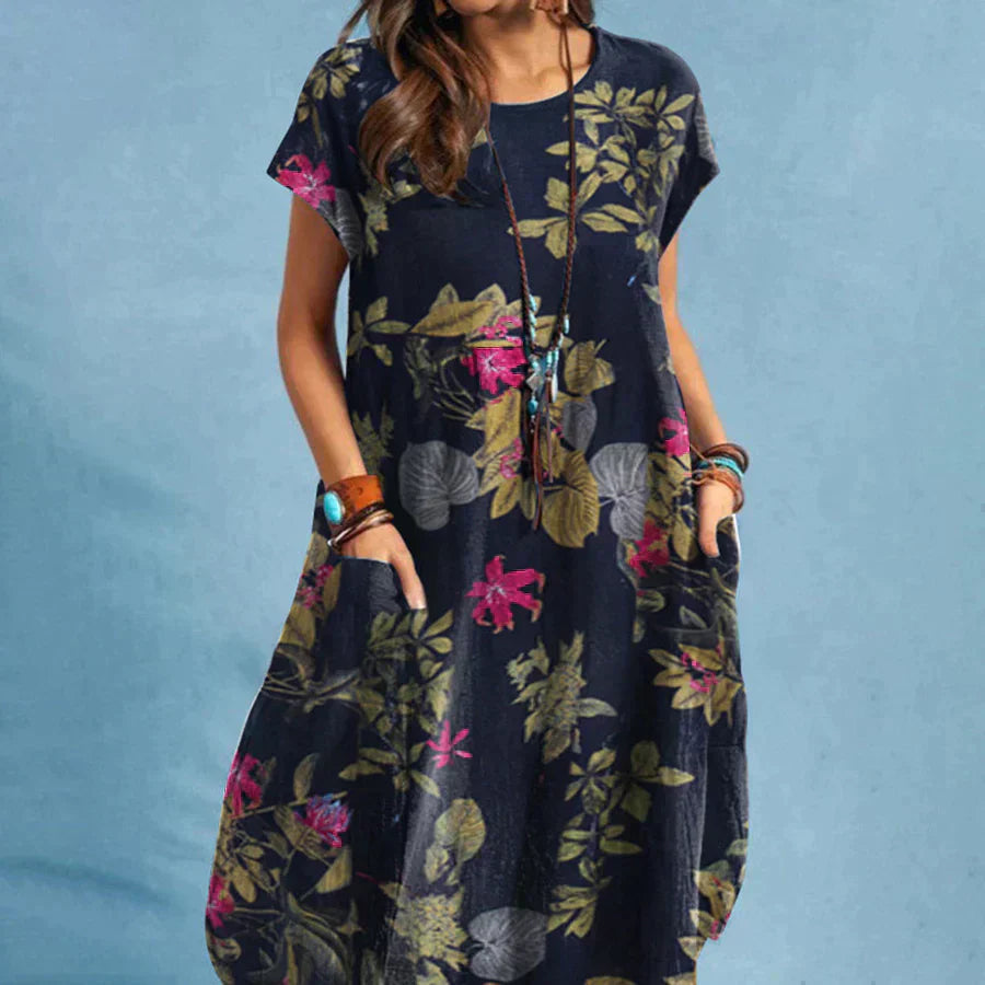 Women's Floral Pocket Midi Dress