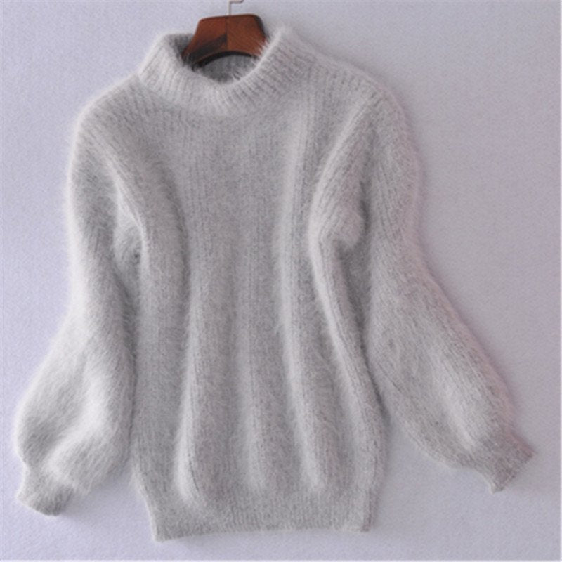 Women's Soft Knit Sweater with Puffed Sleeves