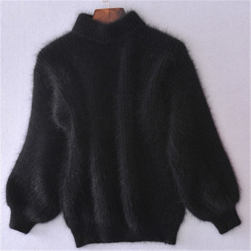 Women's Soft Knit Sweater with Puffed Sleeves
