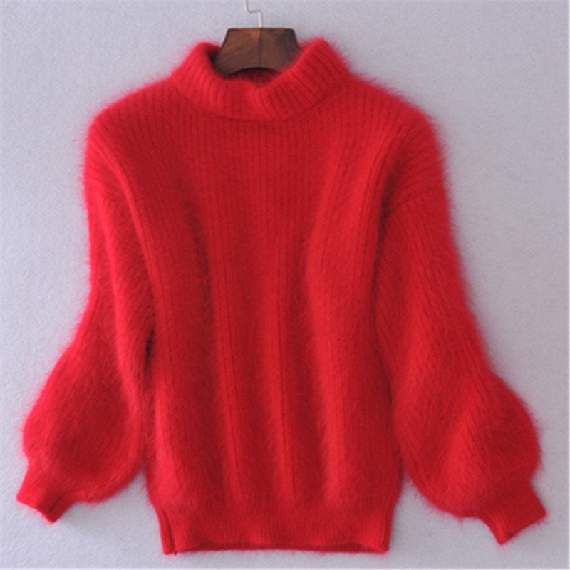 Women's Soft Knit Sweater with Puffed Sleeves