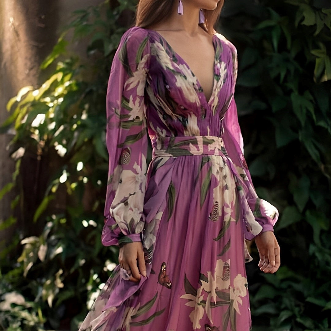 Women's Enchanted Garden V-Neck Maxi Dress