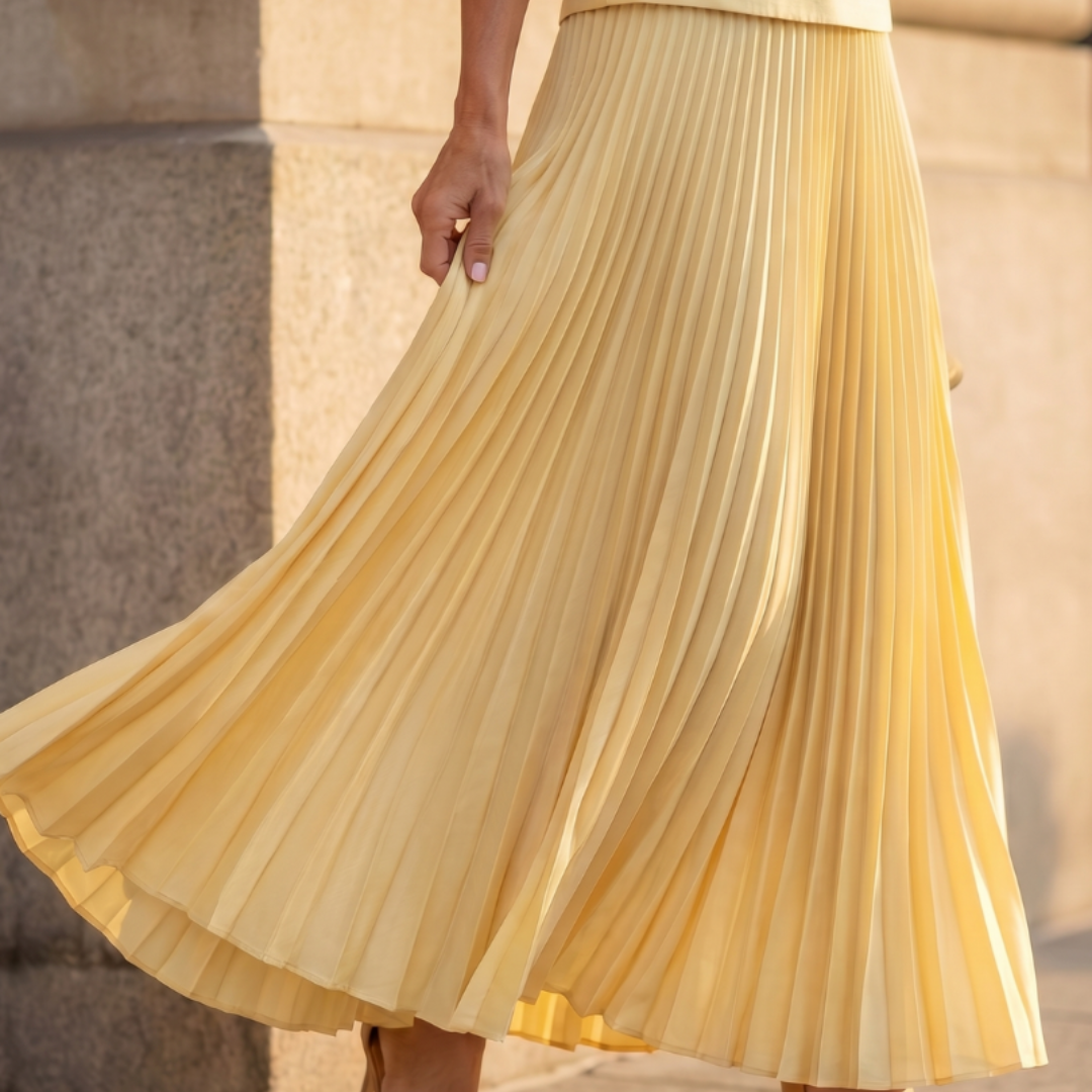 Women's Sleeveless Peplum Top & Pleated Maxi Skirt Set