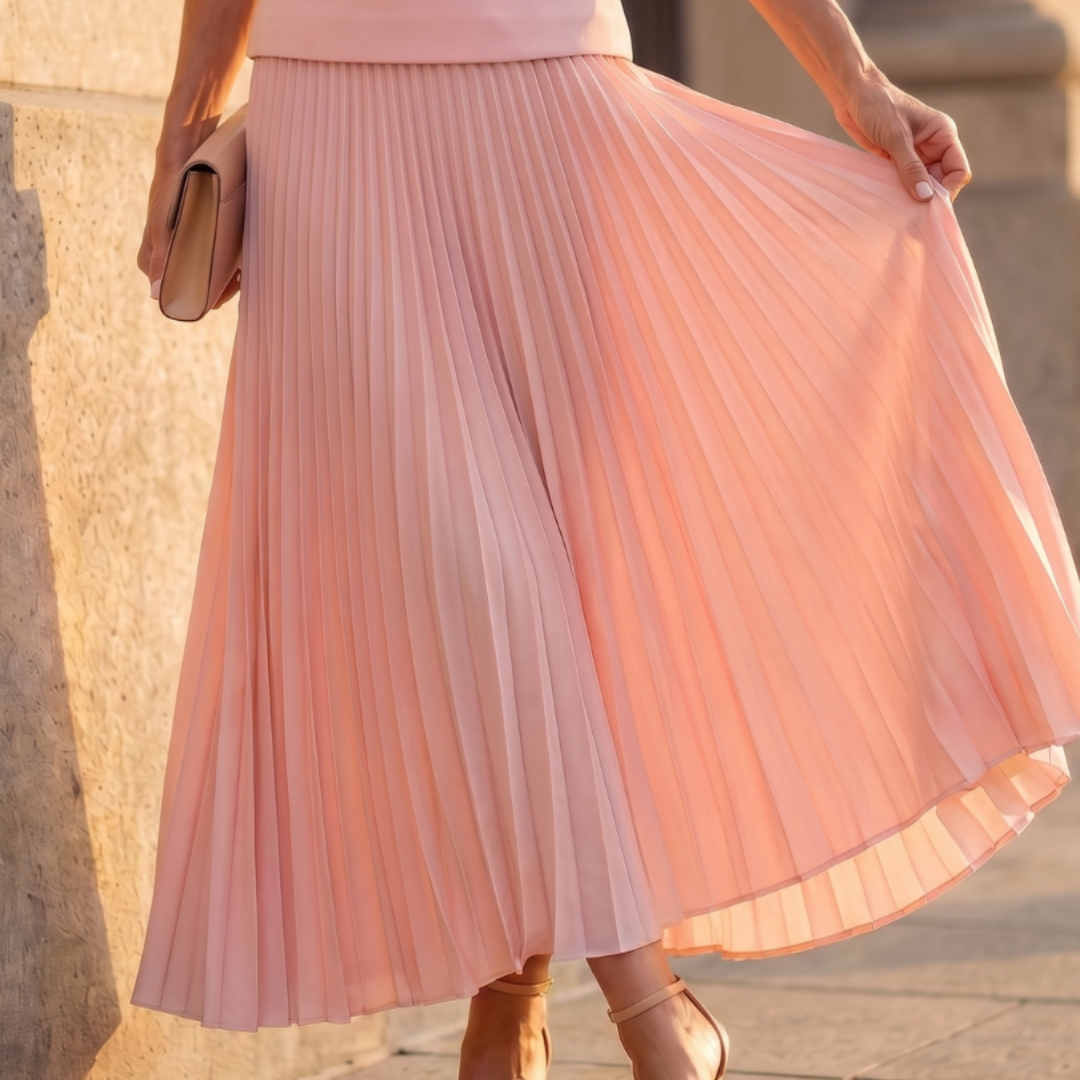 Women's Sleeveless Peplum Top & Pleated Maxi Skirt Set