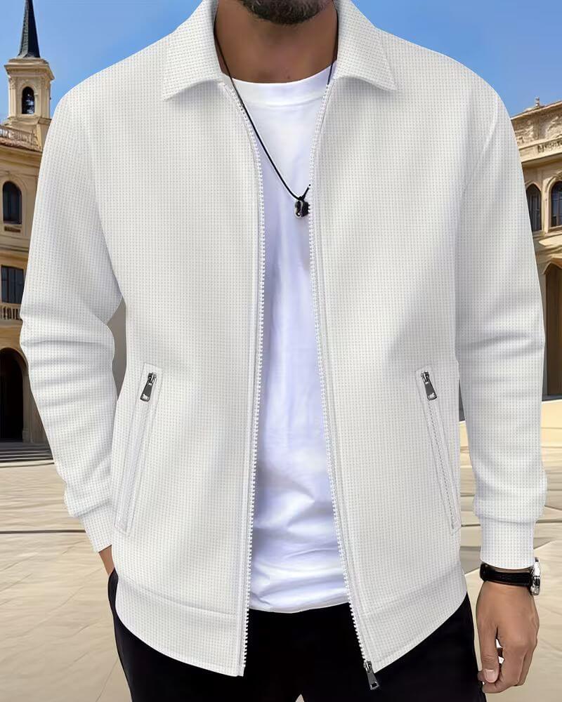 Men's Bomber Zip-Up Jacket with Shirt Collar