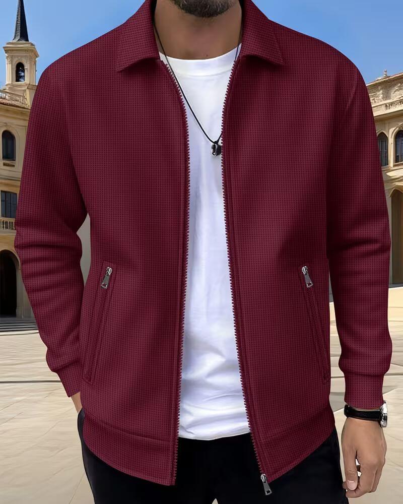 Men's Bomber Zip-Up Jacket with Shirt Collar
