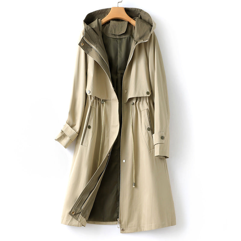 Women's trench coat with hood | Waterproof and long-sleeved