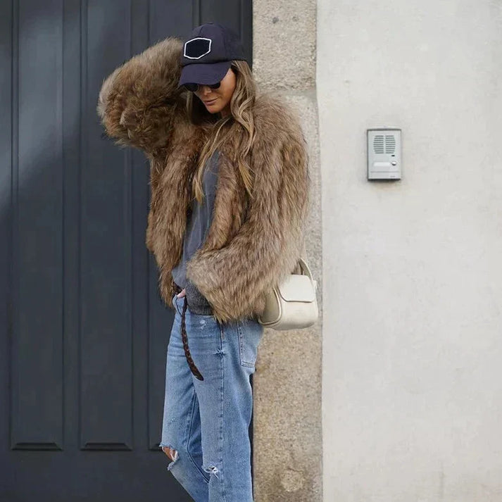 Women’s Cosy Oversized Plush Faux Fur Coat