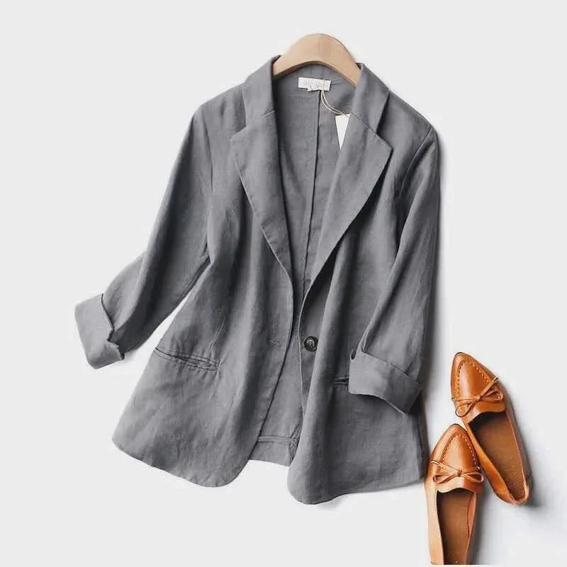Women's Single-Breasted Linen Blend Blazer