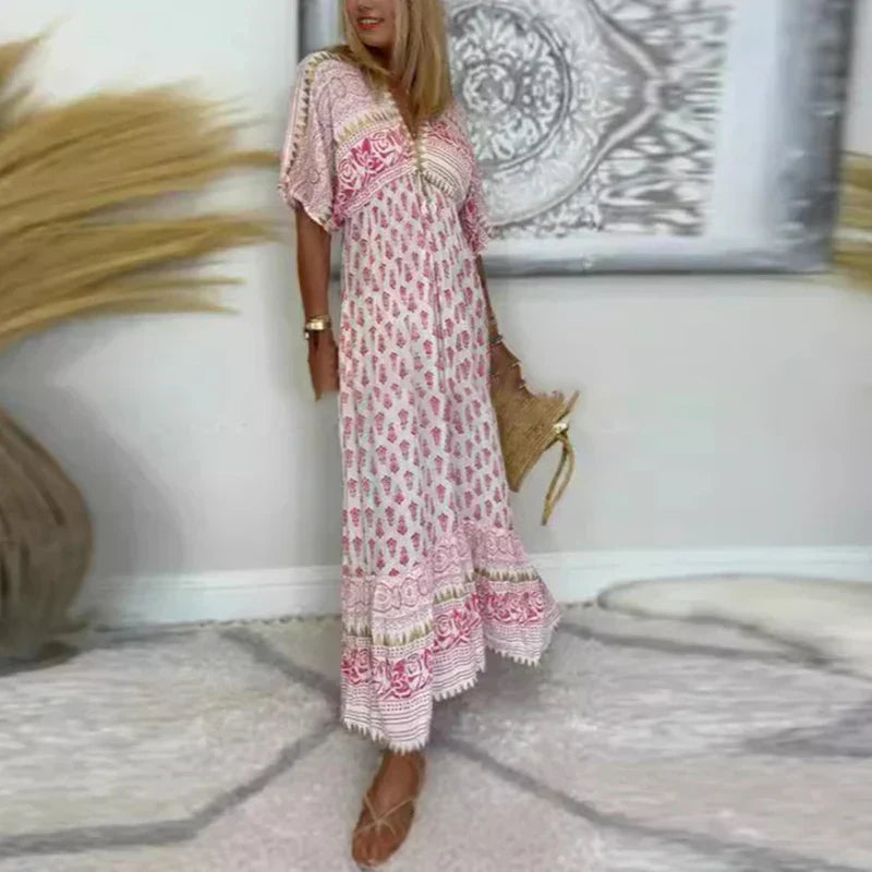 Women's Boho Print Maxi Dress | Vibrant, Flowing & Effortlessly Stylish
