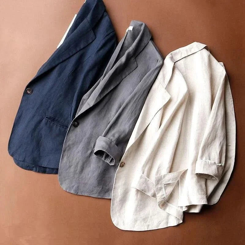 Women's Single-Breasted Linen Blend Blazer
