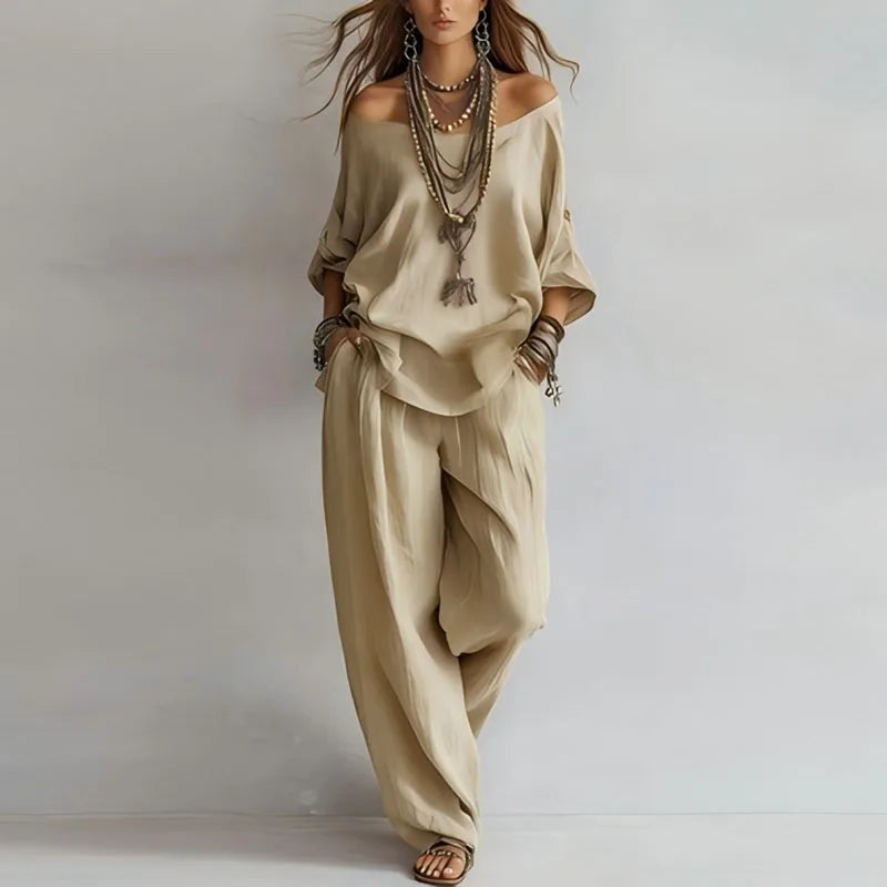 Women's Off-Shoulder Wide-Leg Co-ord Set
