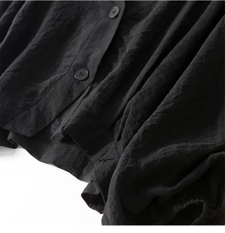 Women's V-Neck Button-Front Blouse with Relaxed Long Sleeves
