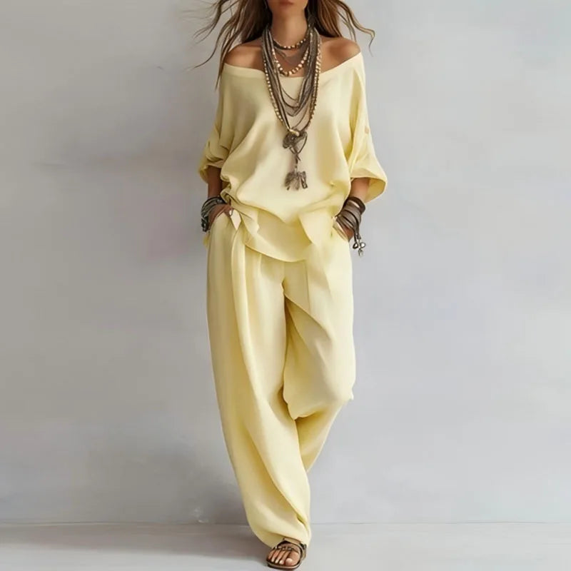 Women's Off-Shoulder Wide-Leg Co-ord Set