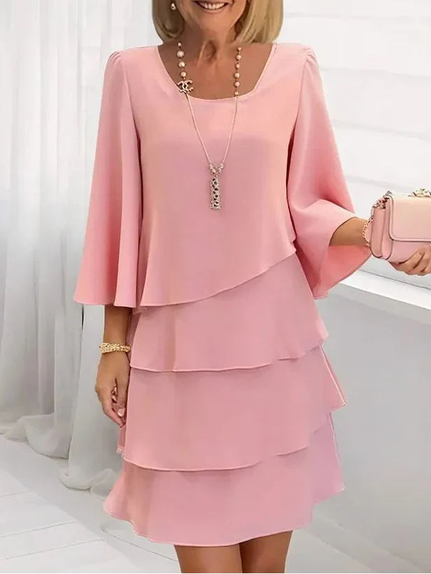 Women's Tiered Ruffle Mini Dress Flutter Sleeves
