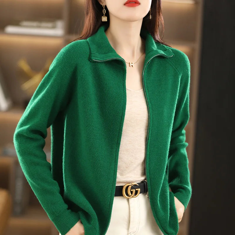 Women's Cardigan with Dual Zip Closure