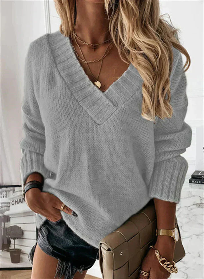 Comfortable Soft V-Neck Knit Sweater