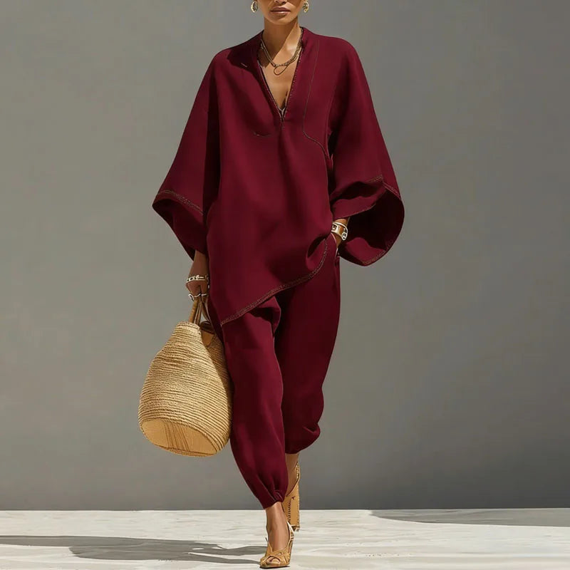 Women's Boho Co-Ord Set with Batwing Sleeve