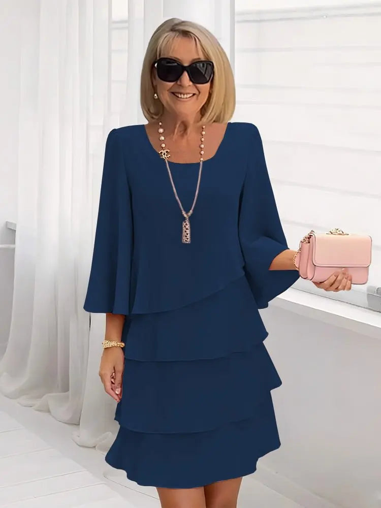 Women's Tiered Ruffle Mini Dress Flutter Sleeves