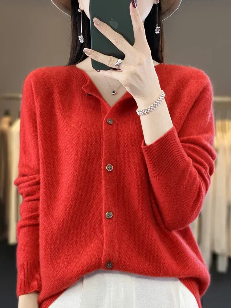 Women's Soft Long Sleeve Button-Up Knit Cardigan