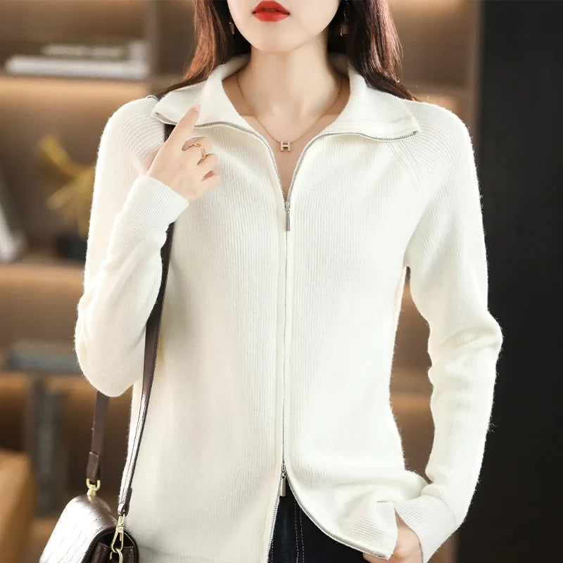 Women's Cardigan with Dual Zip Closure