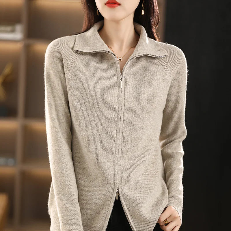 Women's Cardigan with Dual Zip Closure