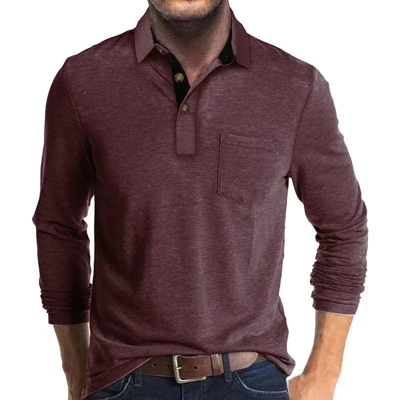 Men’s Classic Casual Long-Sleeve Polo Shirt
