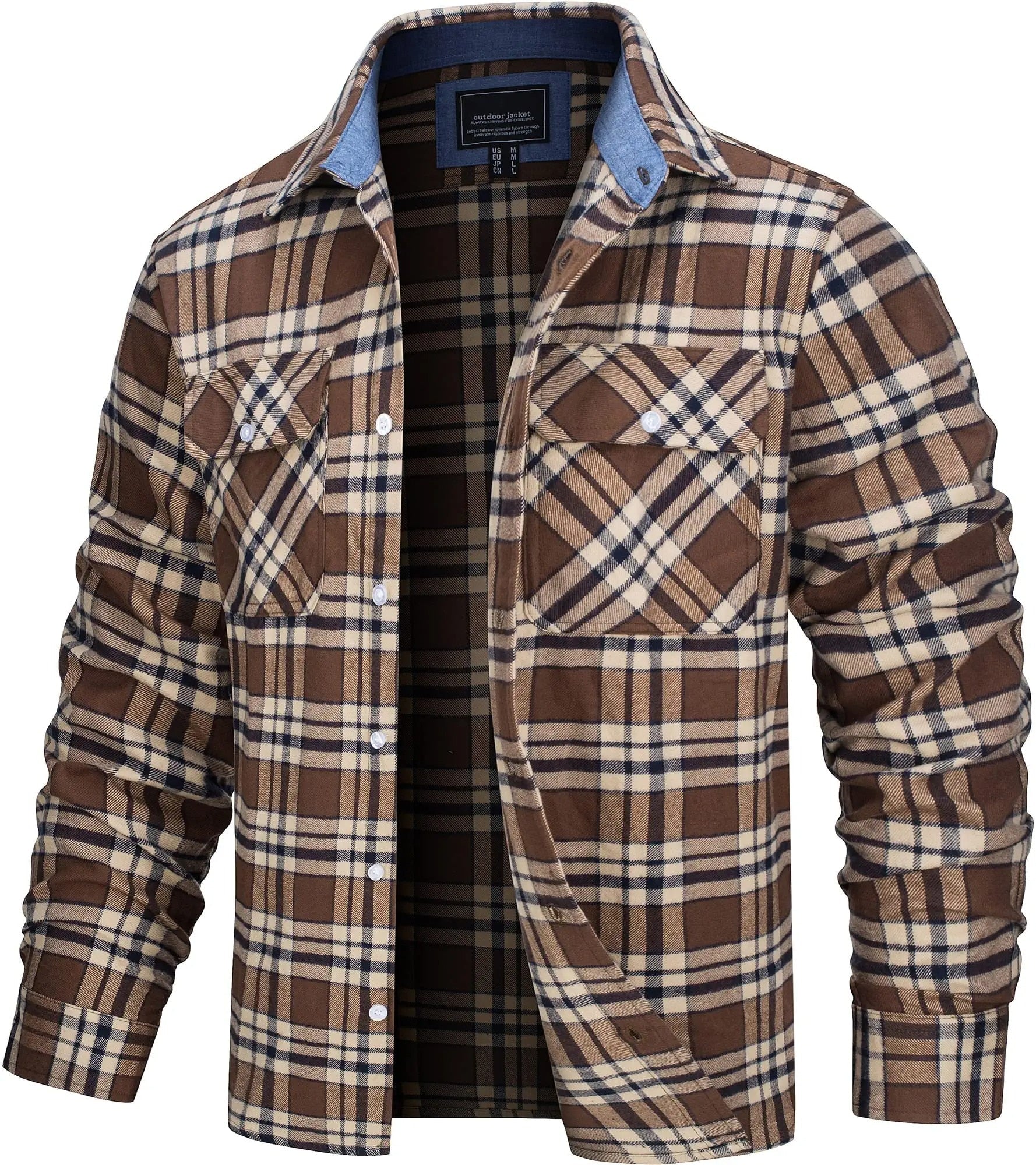 Stylish Cotton Checked Flannel Shirt Jacket