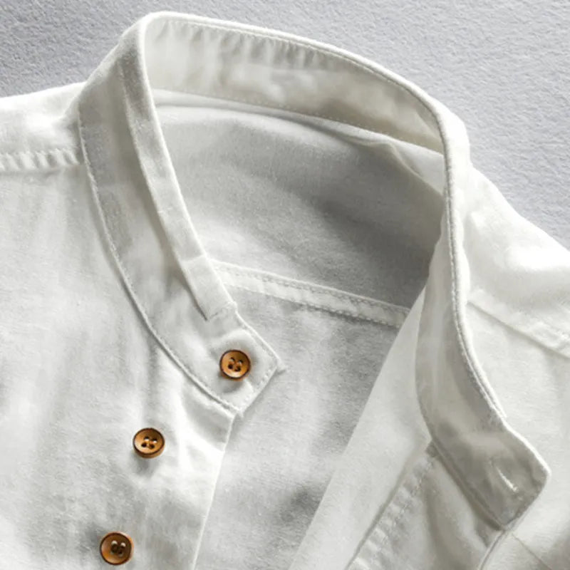 Men's Mandarin Collar Button-Up Shirt