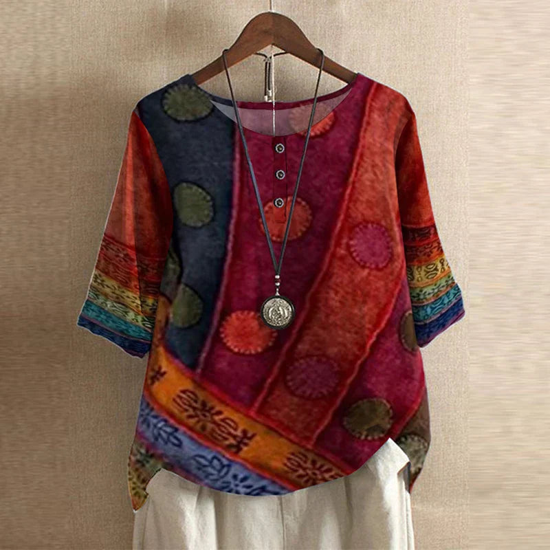 Women's Vintage-Inspired Floral Print Blouse