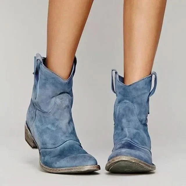 Women's Vintage Western Suede-Style Ankle Boots