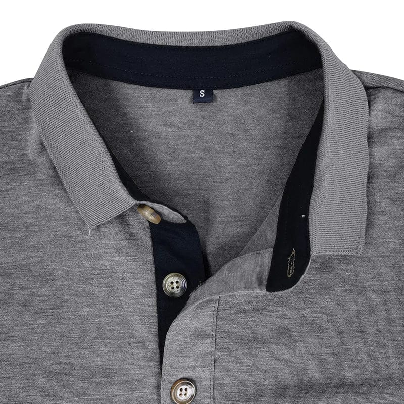 Men's Long-Sleeve Polo Shirt with Chest Pocket