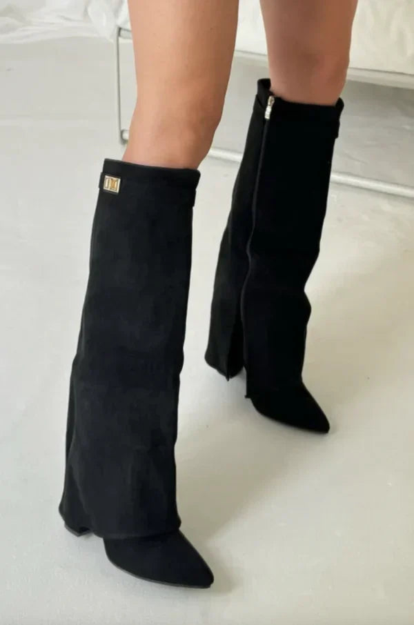Women's High Boots with Gold Buckle