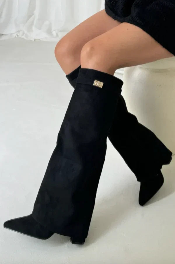 Women's High Boots with Gold Buckle
