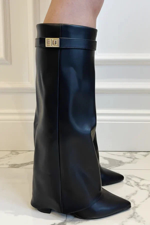 Women's High Boots with Gold Buckle