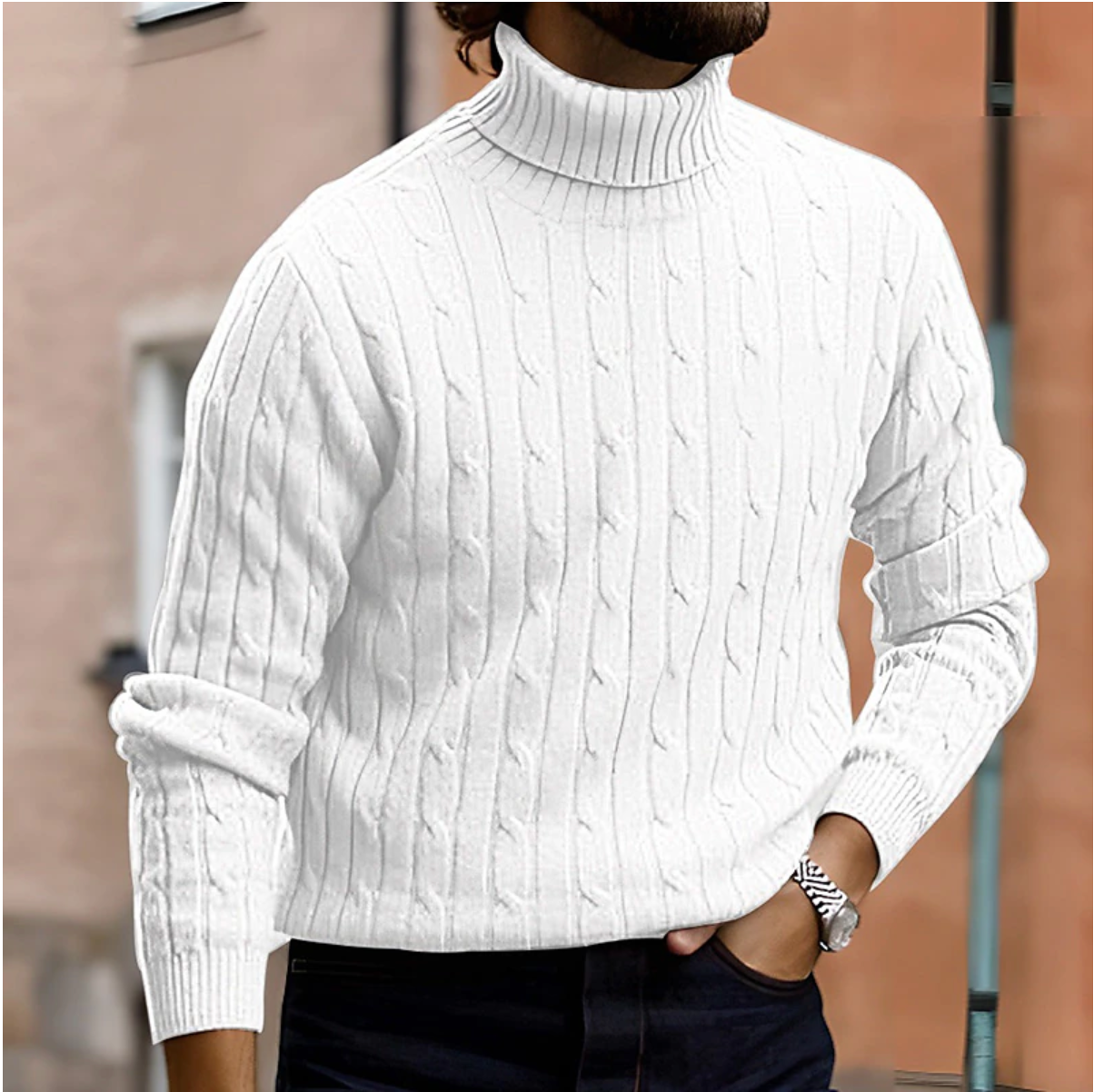 Elegant Men's Rollneck Sweater with Comfortable Fit